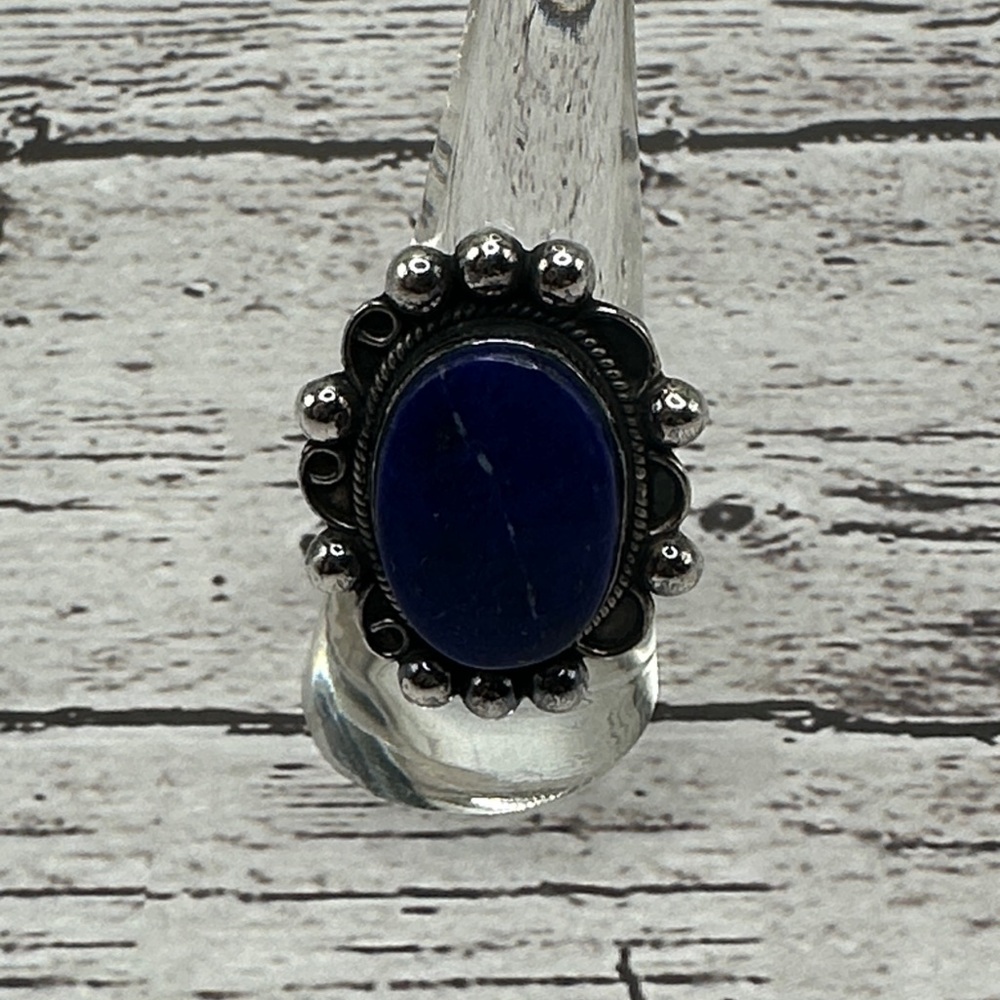Sterling Ring with Deep Blue Lapis Oval Stone